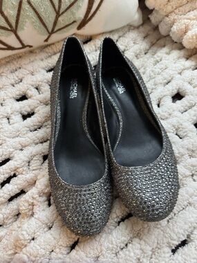 Michael Kors Silver Glitter Chunk Heels
